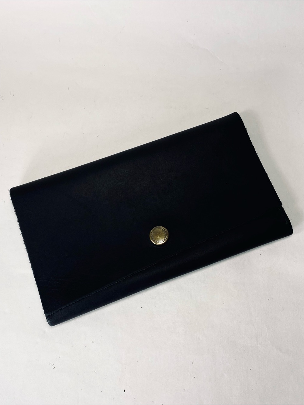 Portland Leather Goods Rancher Black Long Envelope Wallet Brass Snap Closure - Picture 3 of 14